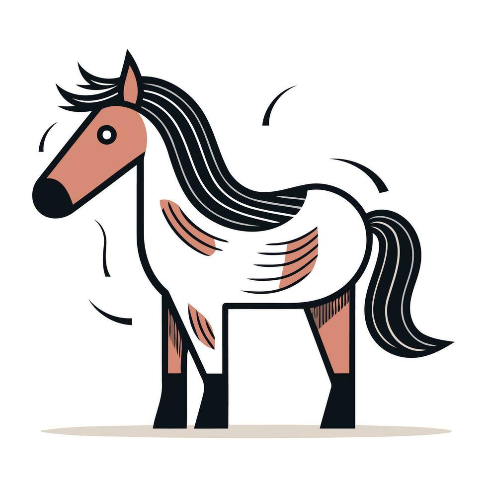 Horse vector illustration in flat style isolated on white background. Design element for logo. label. sign. poster.