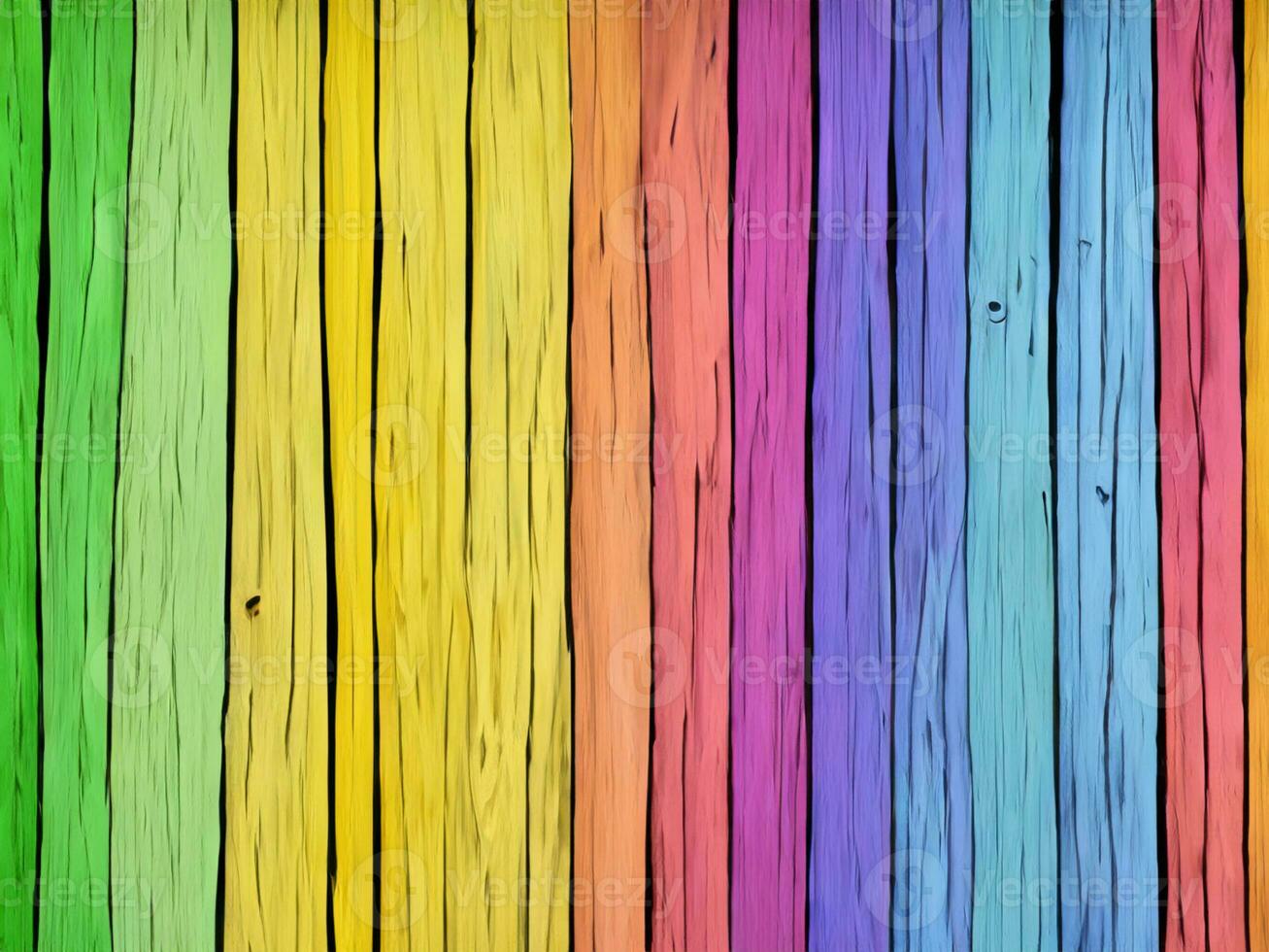 wooden wall with colored stripes photo