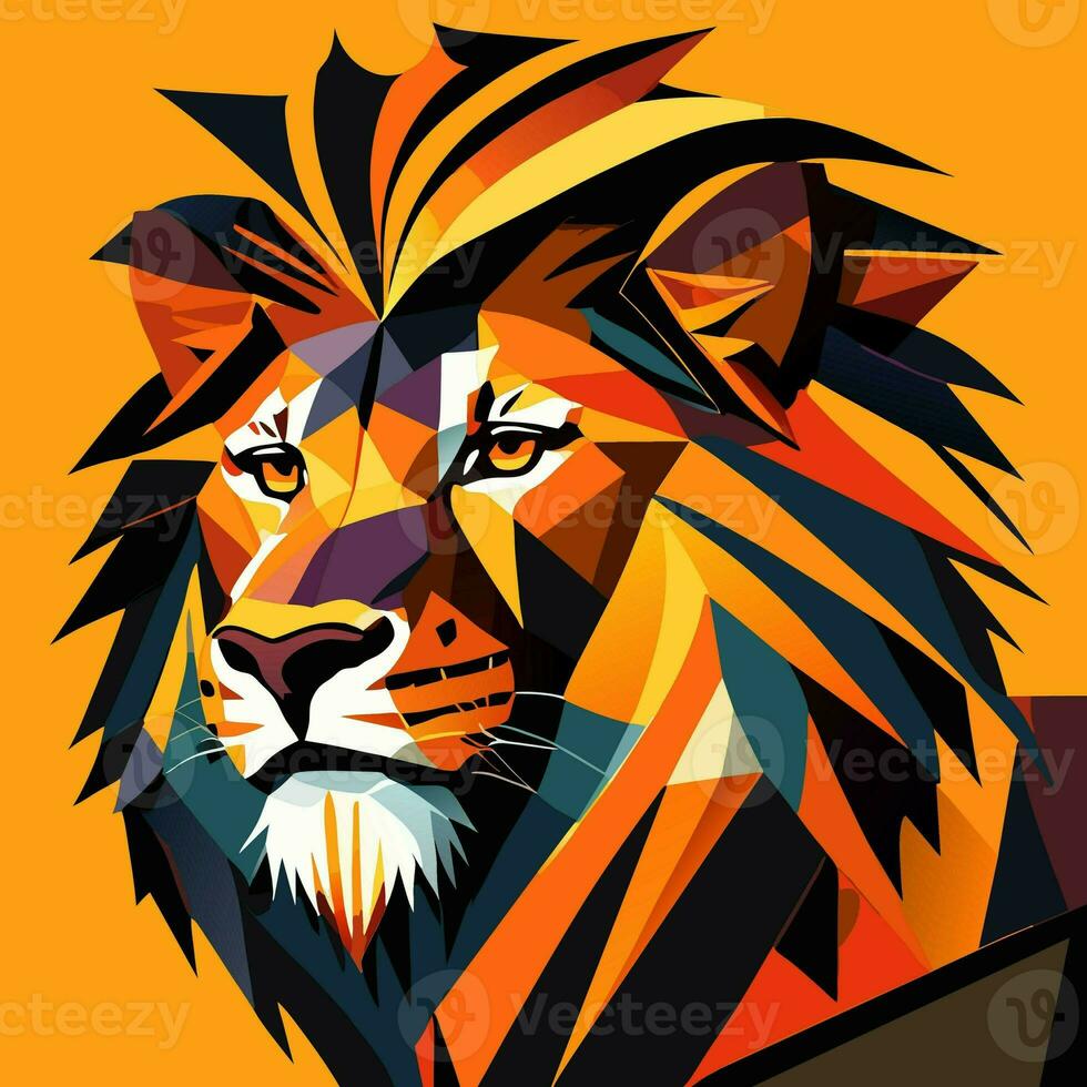 polygon illustration of a lion photo