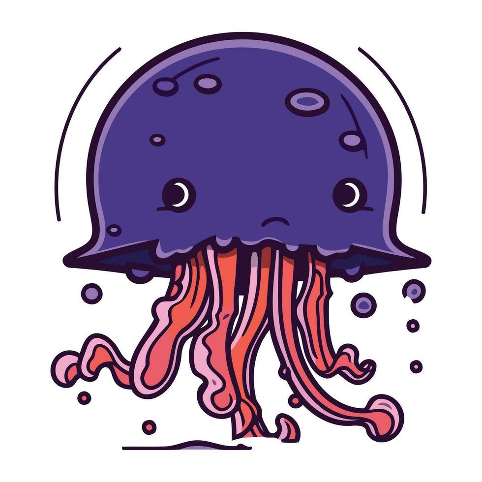 Cartoon jellyfish. Vector illustration of a funny jellyfish.