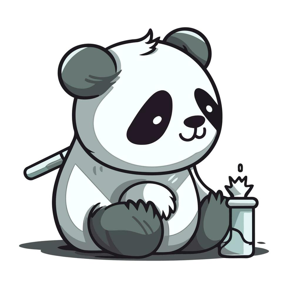 panda oso con magia poción aislado en un blanco antecedentes vector ilustración