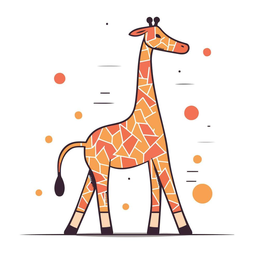 Cute giraffe. Vector illustration in flat linear style. Giraffe with geometric pattern.