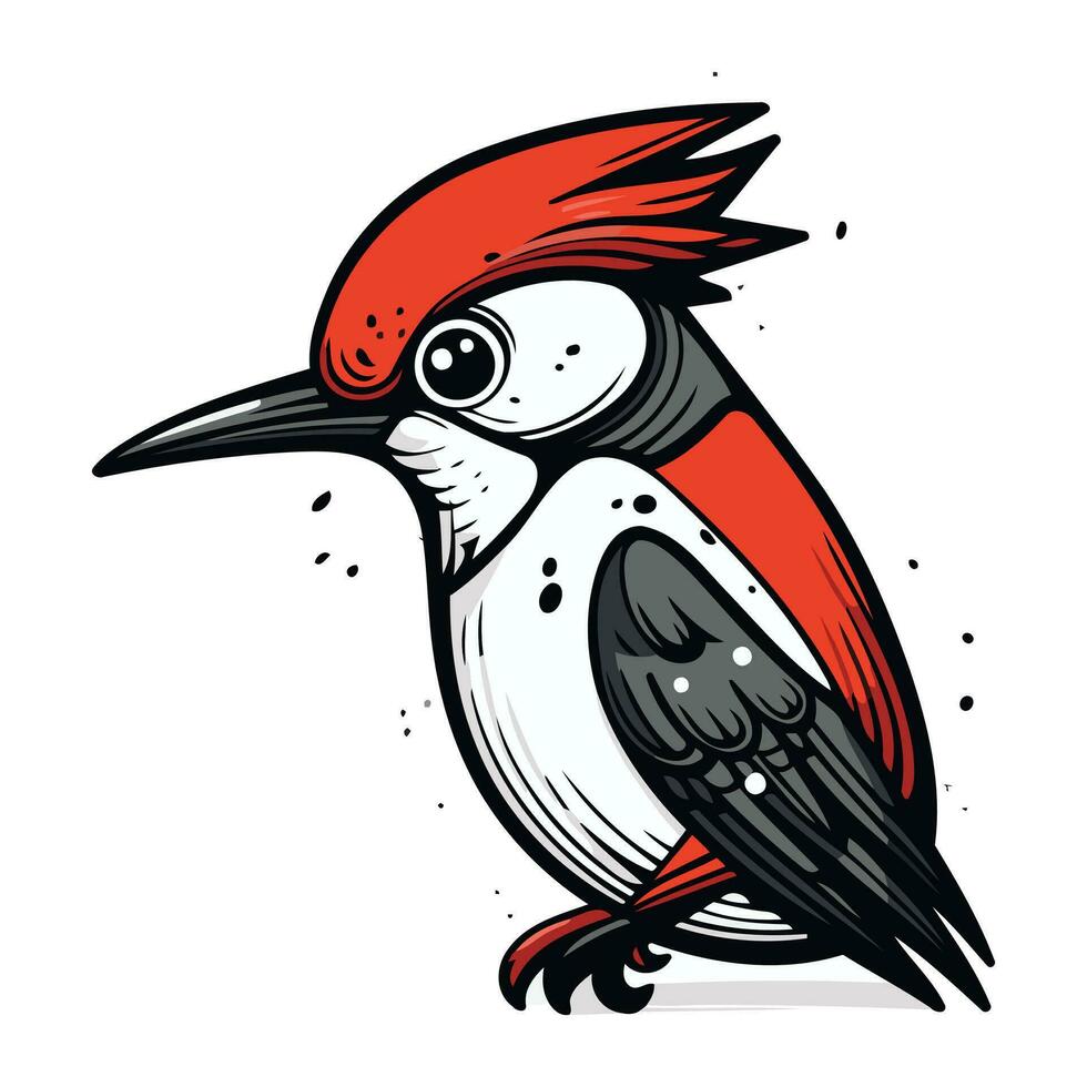 pájaro carpintero vector ilustración. mano dibujado pájaro carpintero aislado en blanco antecedentes.