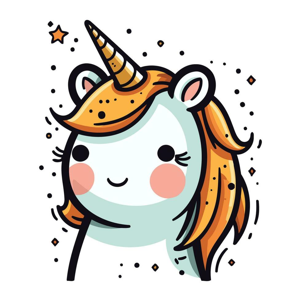 linda dibujos animados unicornio. vector ilustración aislado en un blanco antecedentes.