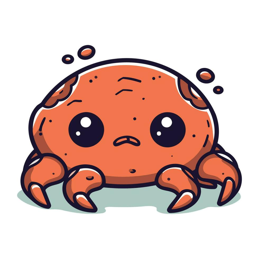 Cute cartoon crab. Vector illustration isolated on a white background.