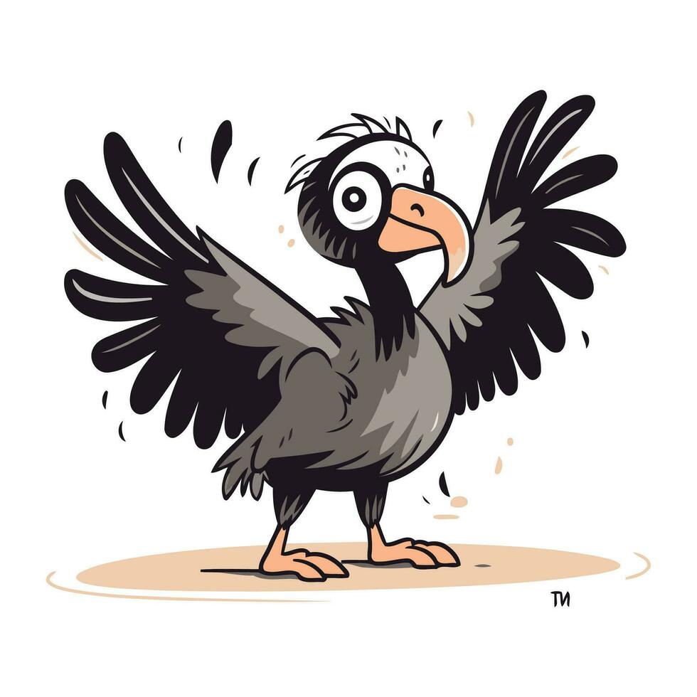 Vector illustration of a vulture on a white background. Cartoon style.