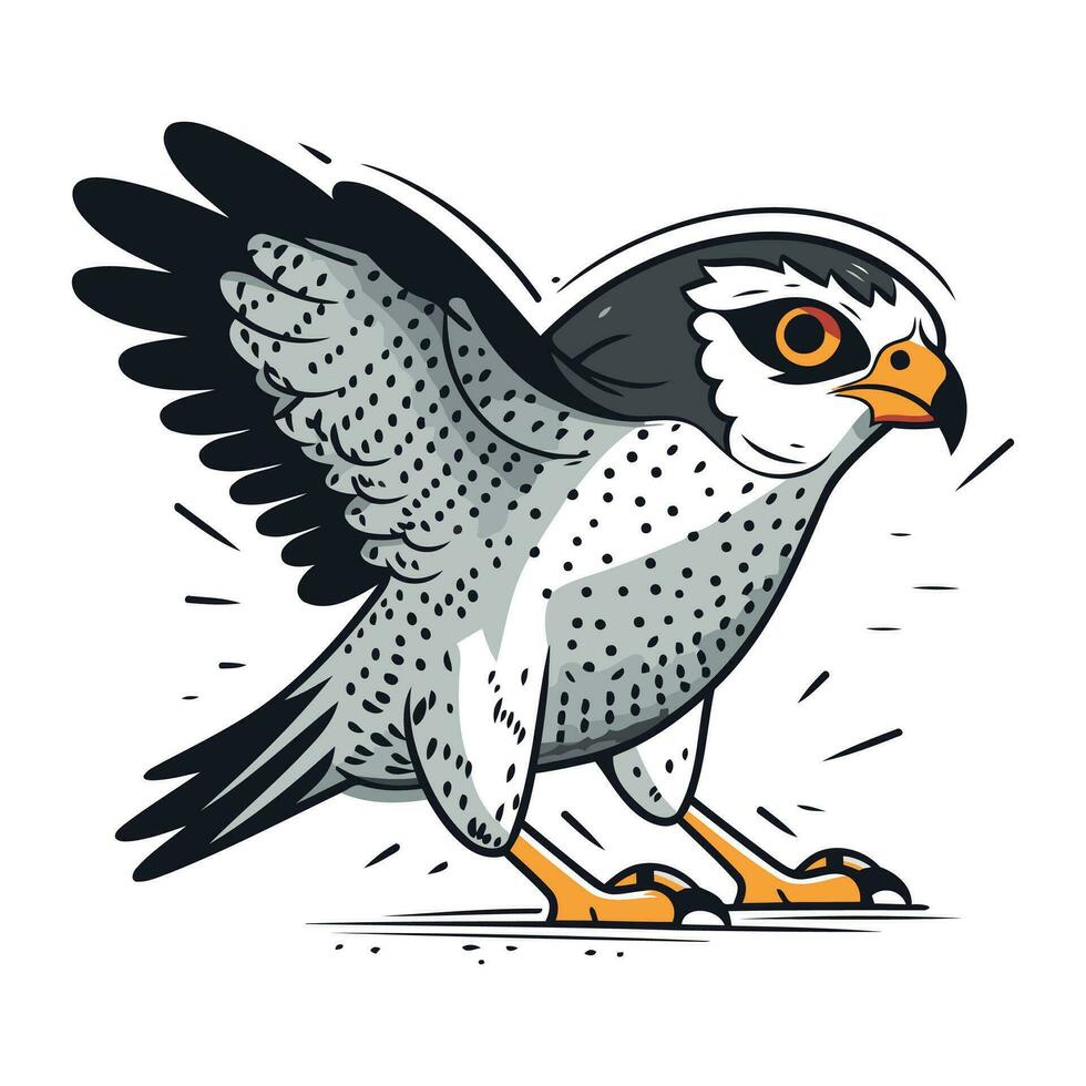 Peregrine falcon with open wings. Vector illustration.