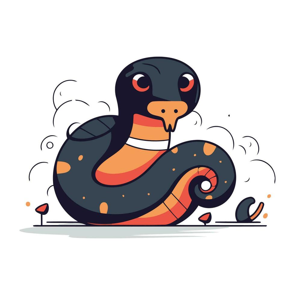 linda serpiente dibujos animados personaje. vector ilustración en plano dibujos animados estilo.