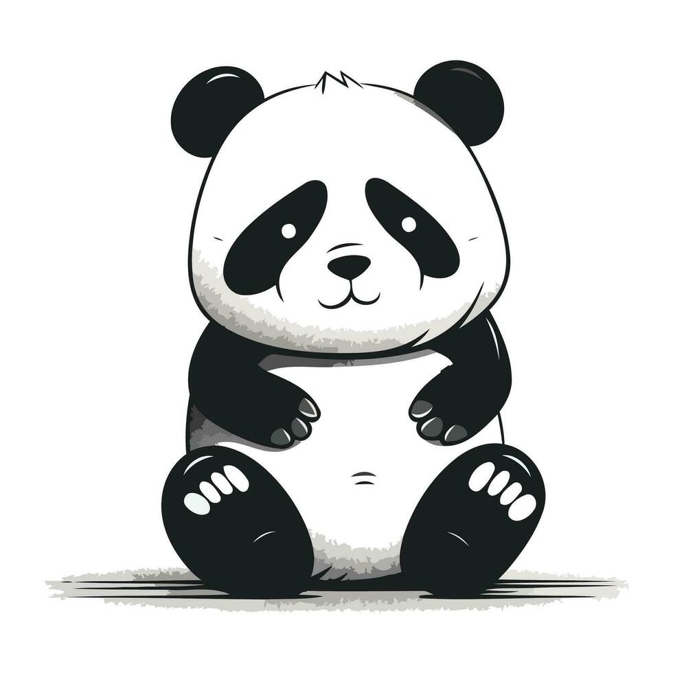 Panda sitting on a white background. Vector illustration in cartoon style.