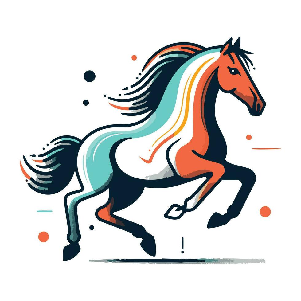 corriendo caballo. vector ilustración de un estilizado imagen de un caballo.
