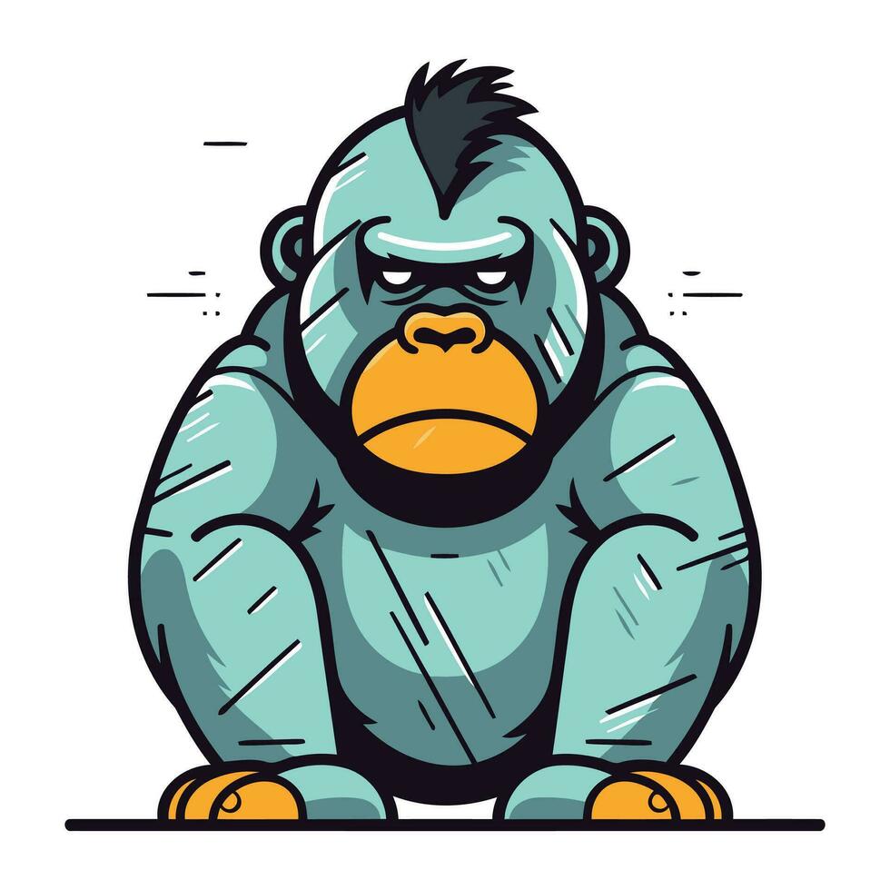 Vector illustration of angry gorilla cartoon mascot. Isolated on white background.