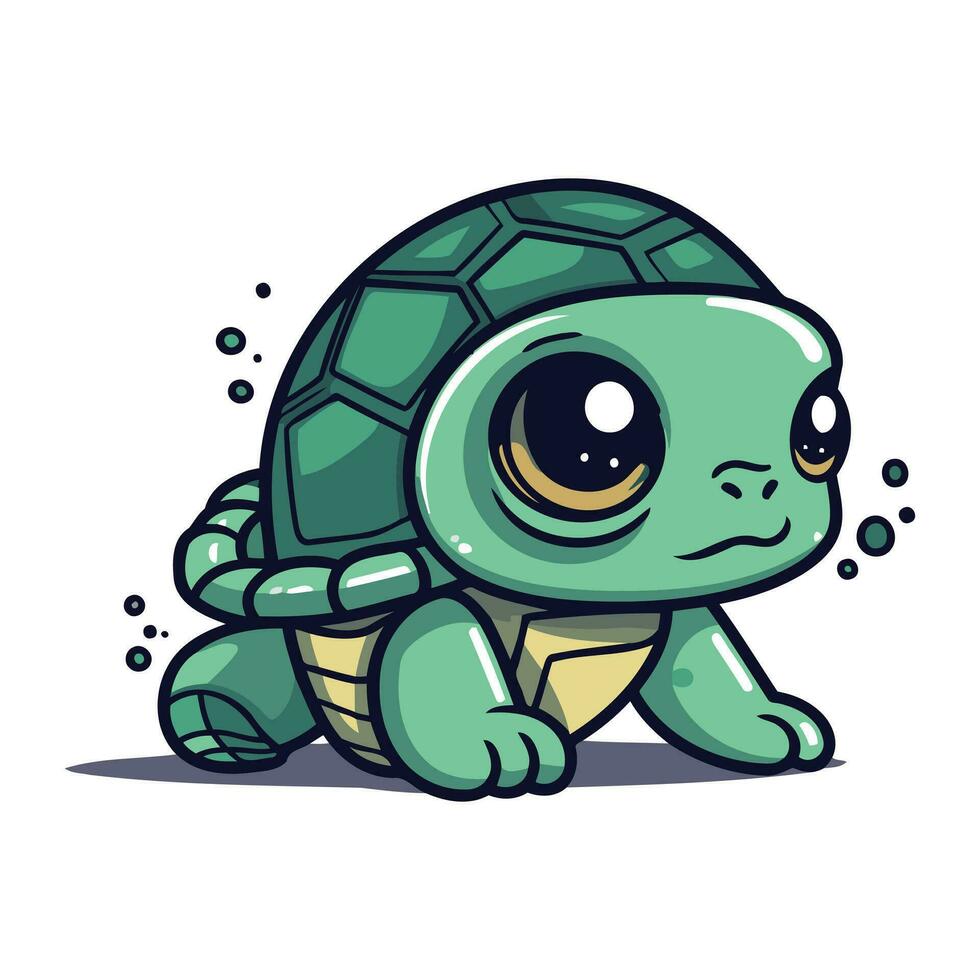 linda dibujos animados tortuga. vector ilustración aislado en un blanco antecedentes.