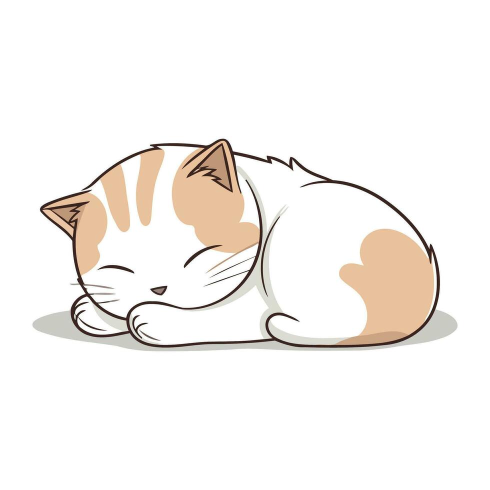 Cute cartoon cat isolated on a white background. Vector illustration.