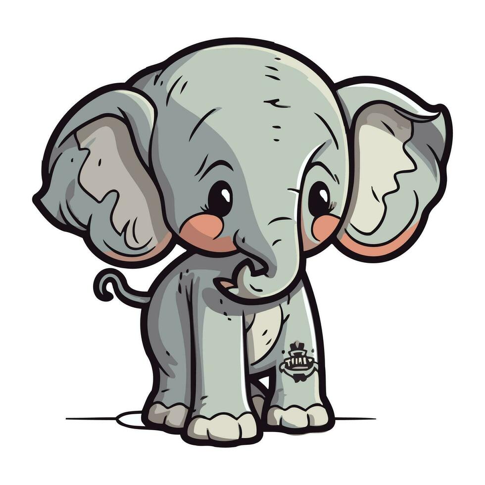 vector ilustración de un linda bebé elefante con grande orejas en un blanco antecedentes