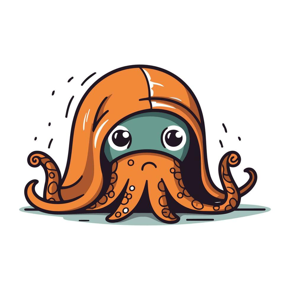 Cartoon octopus. Vector illustration isolated on a white background.