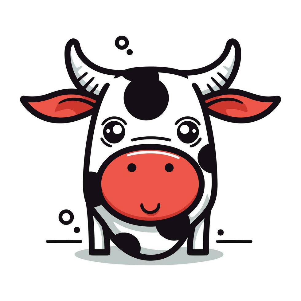 linda vaca cara dibujos animados personaje vector ilustración. granja animal concepto