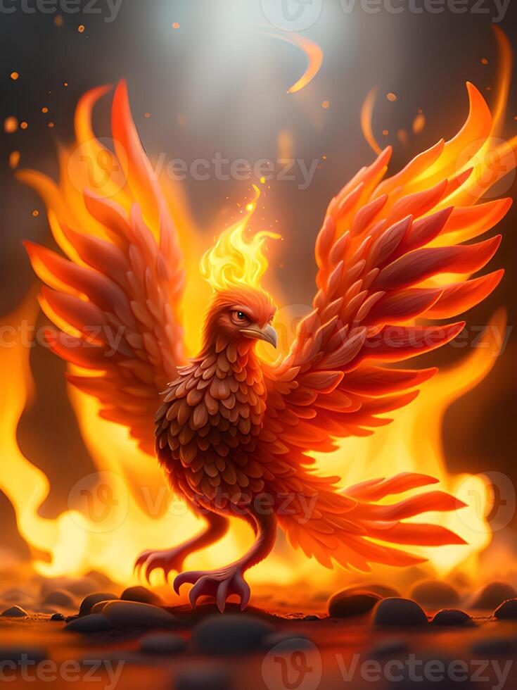 red phoenix fire with flame photo