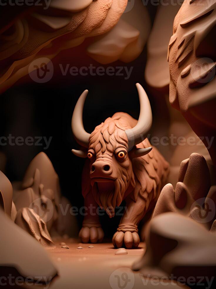 3d illustration of a monster with a large figure of a bull photo