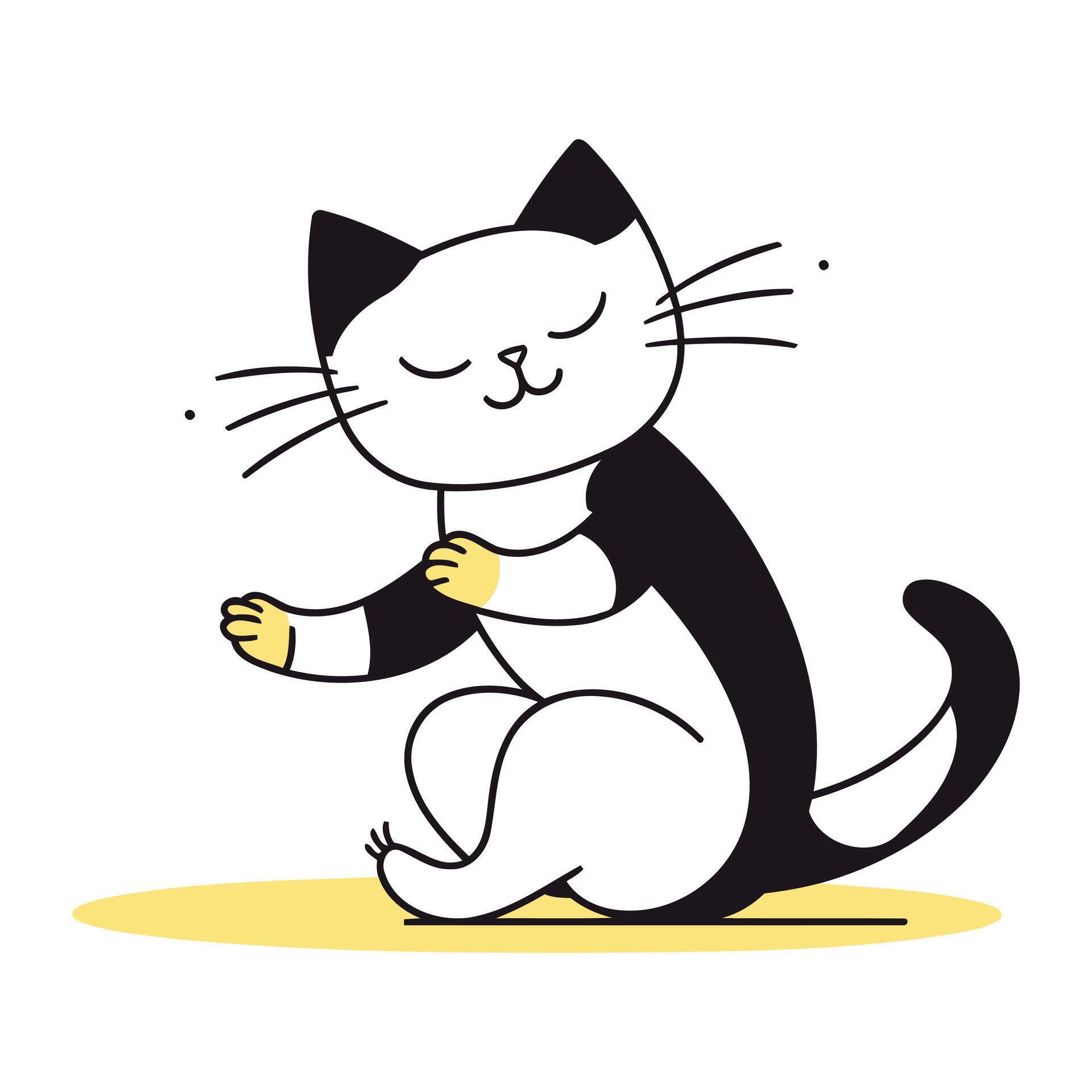 Cute cartoon cat. Vector illustration. Black and white cat. 33239797