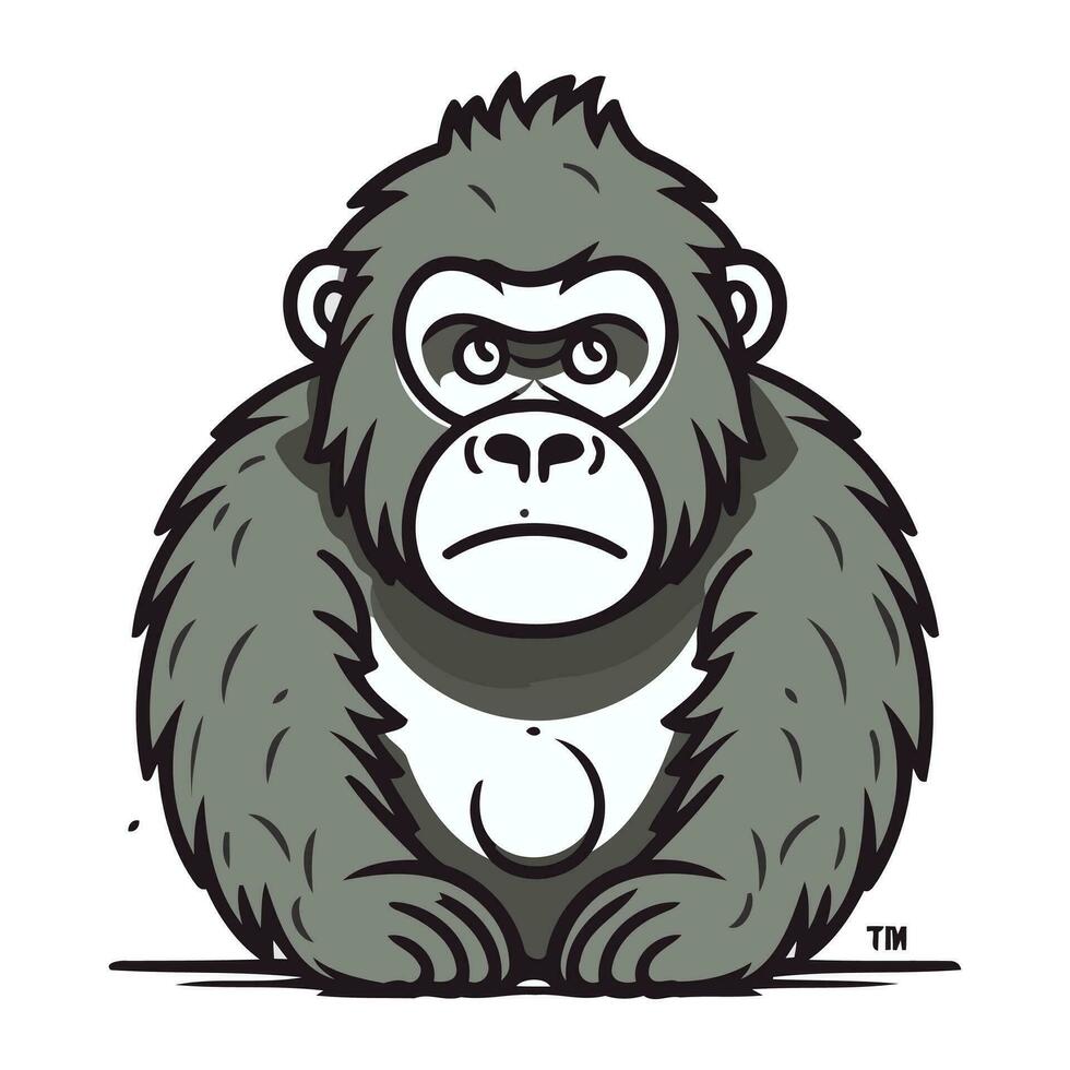 Vector illustration of a gorilla in a cartoon style isolated on white background.