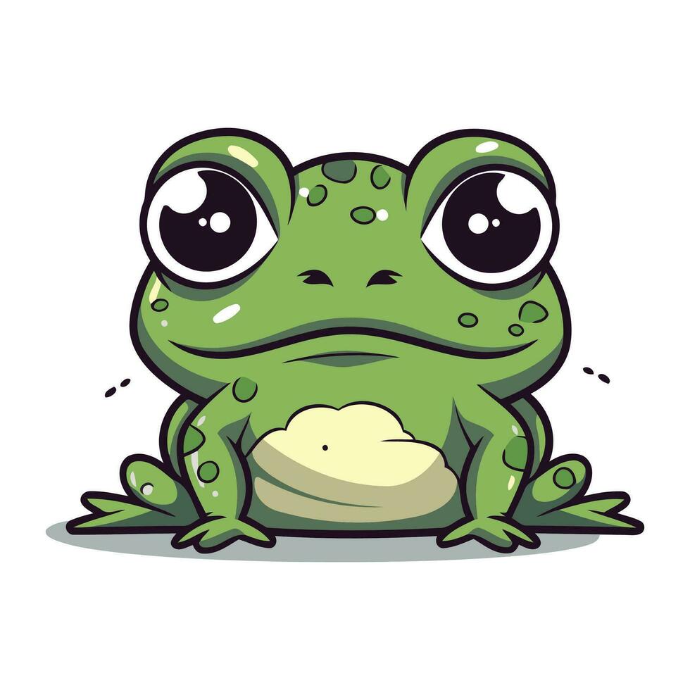 Cute cartoon frog isolated on a white background. Vector illustration.