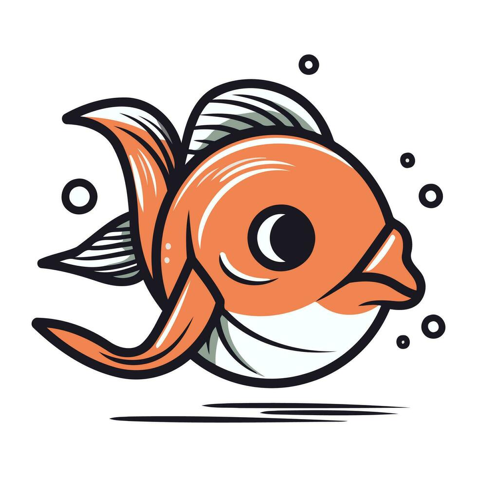 Fish. Vector illustration. Isolated on a white background. Hand drawn.