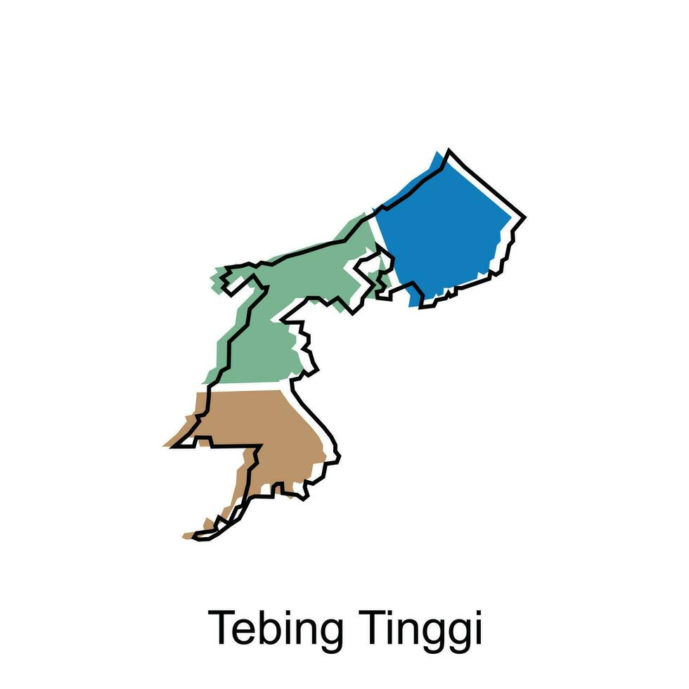 mapa ciudad de tebing tinggi, mapa provincia de norte Sumatra ilustración diseño, mundo mapa internacional vector modelo con contorno gráfico bosquejo estilo aislado en blanco antecedentes