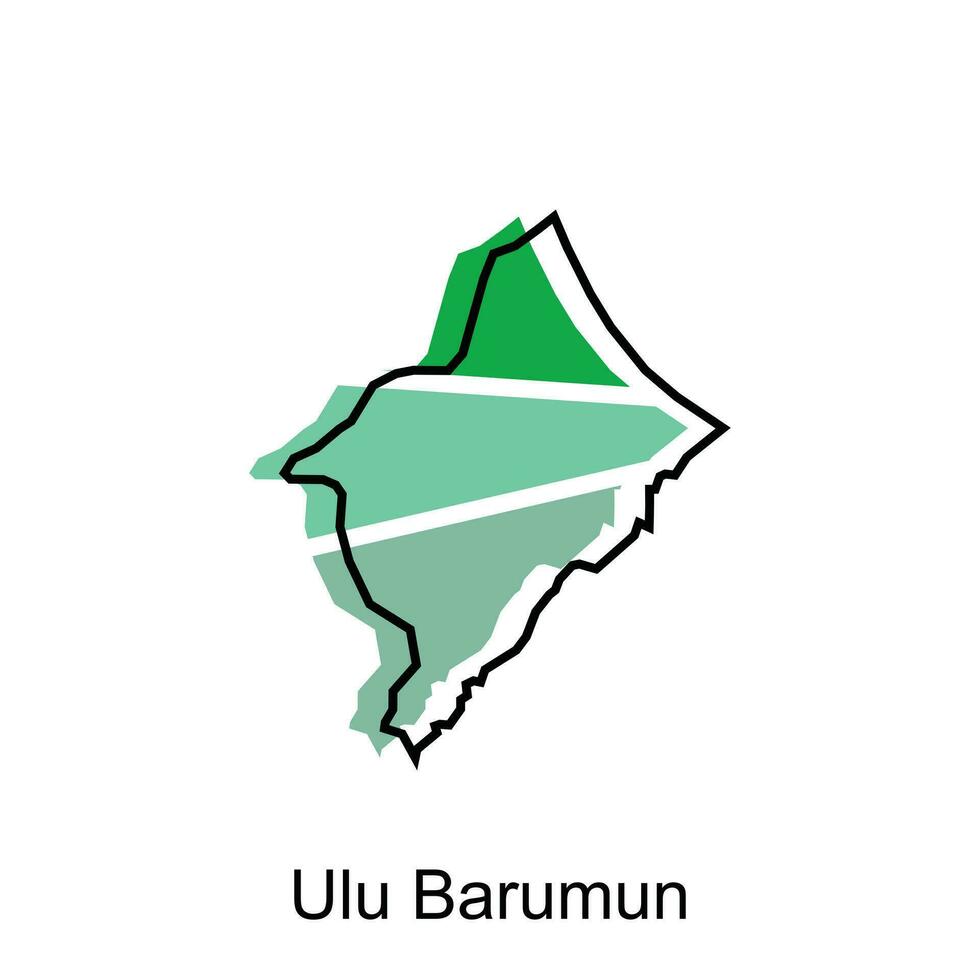 Map City of Ulu Barumun High detailed illustration design, North Sumatra map, World map country vector illustration template