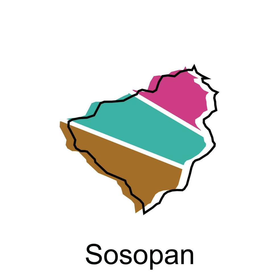 Map City of Sosopan High detailed illustration design, North Sumatra map, World map country vector illustration template