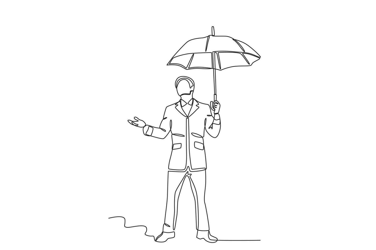 A happy man wearing an umbrella vector