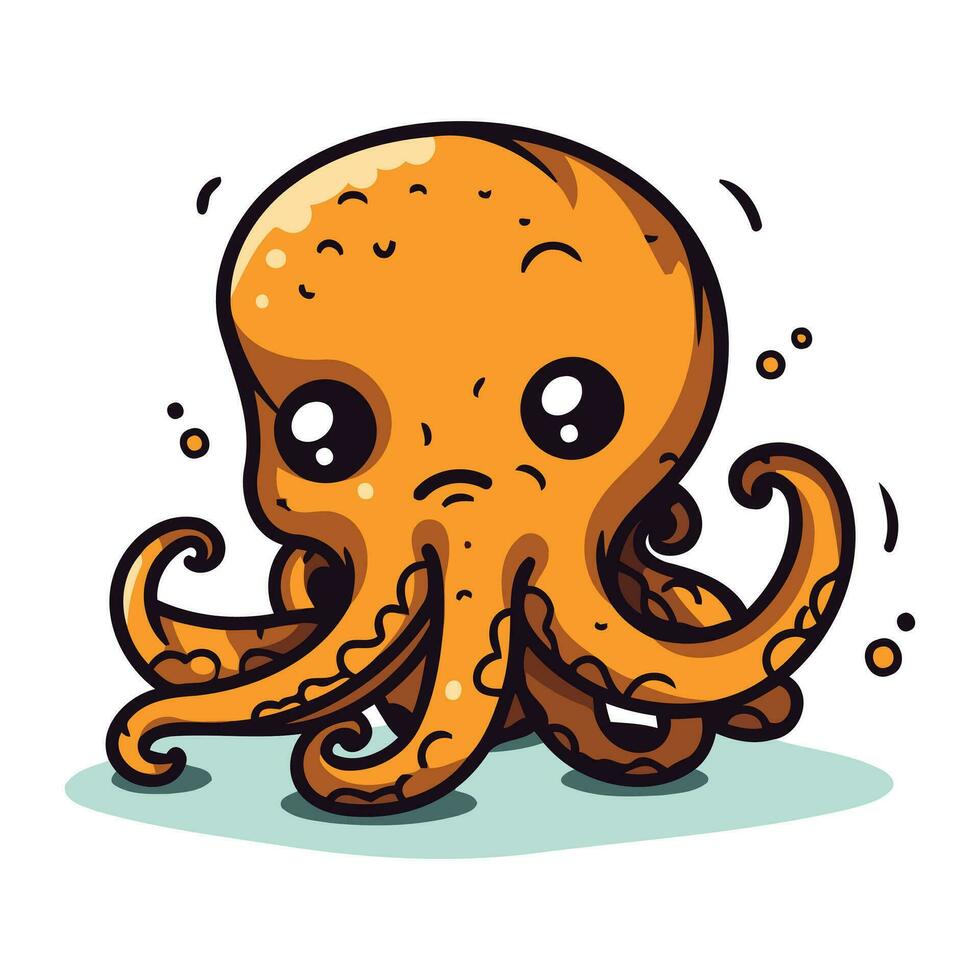 Cartoon octopus. Vector illustration. Isolated on white background.