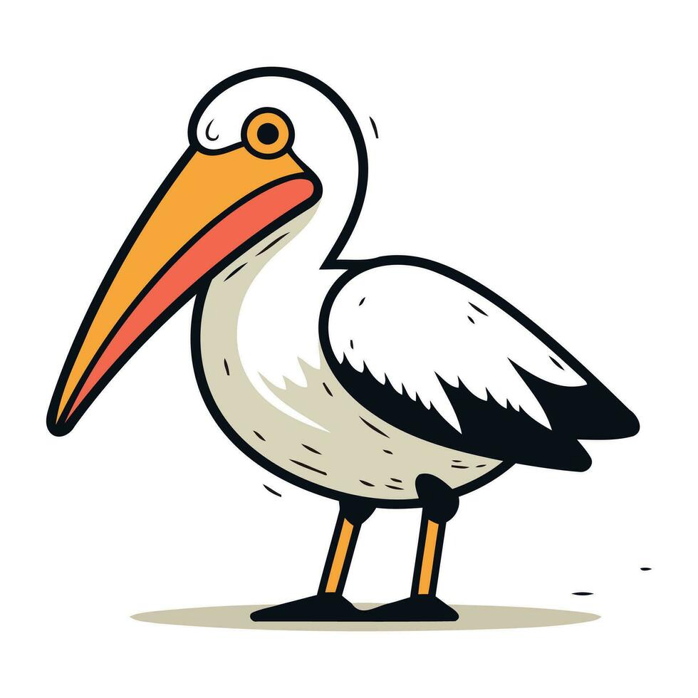 Pelican vector illustration. Cartoon pelican isolated on white background.