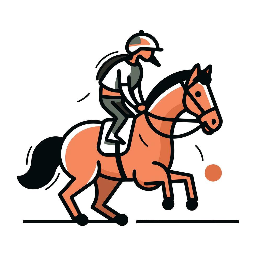 Horse race. jockey on horse. Flat vector illustration.