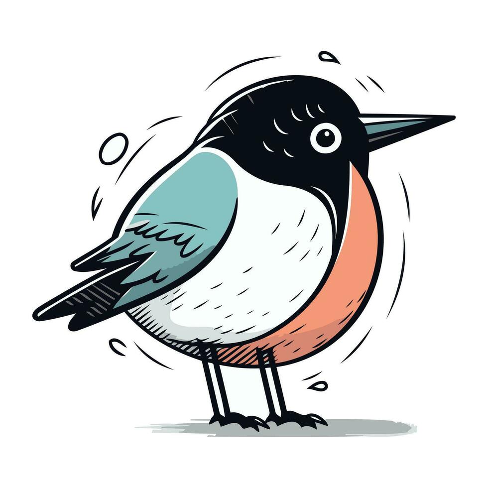 vector ilustración de un linda pequeño pájaro. mano dibujado dibujos animados estilo.