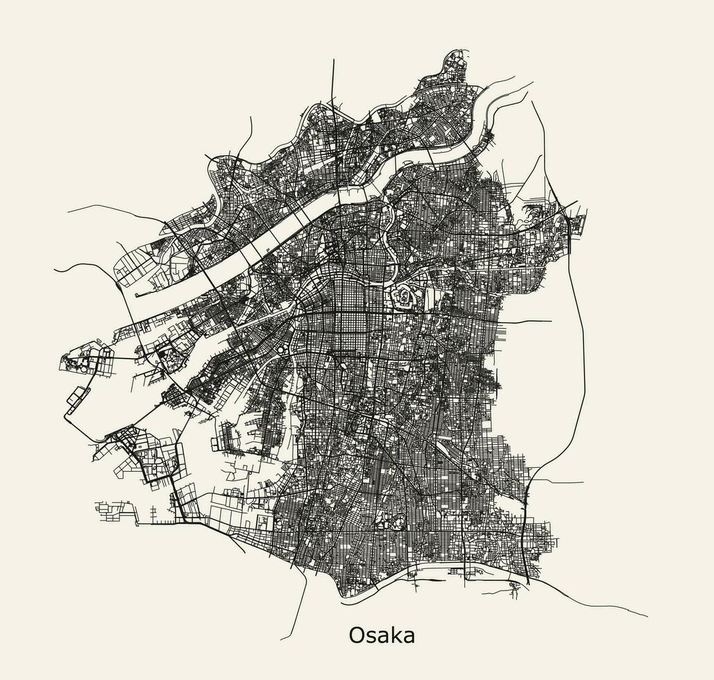 City road map of Osaka, Japan vector