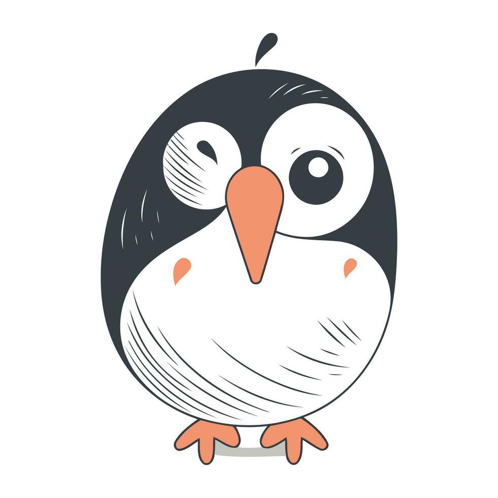 Cute penguin. Vector illustration. Isolated on white background.