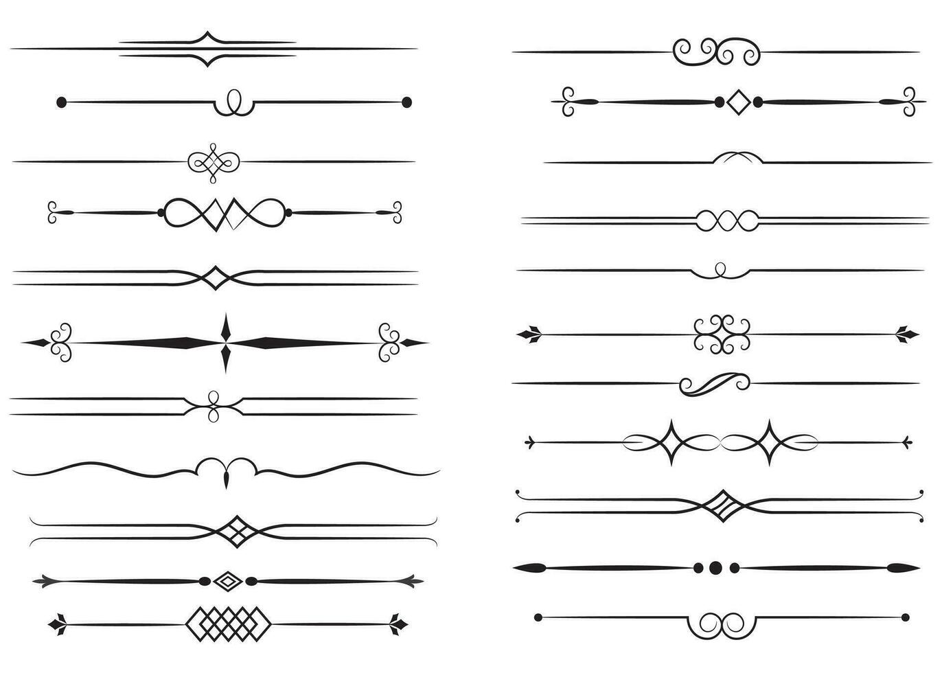 página divisor y diseño elementos. conjunto de varios sencillo negro divisor diseño, clasificado divisor colección modelo vector. colección de floral divisores elementos mega decoración para caligrafía. vector