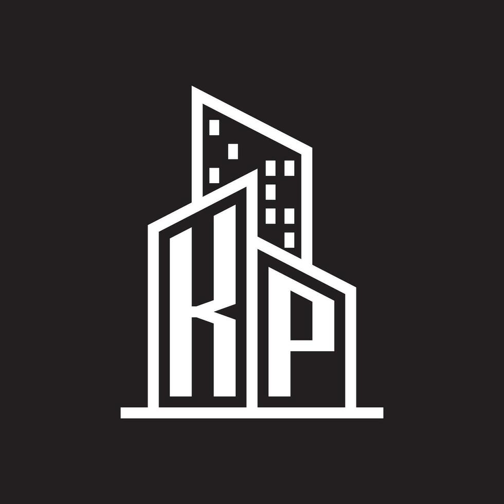 kp real inmuebles logo con edificio estilo , real inmuebles logo valores vector