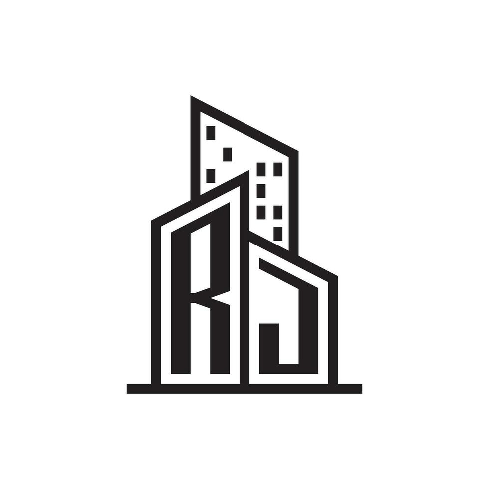 RJ real estate logo with building style , real estate Logo Stock Vector