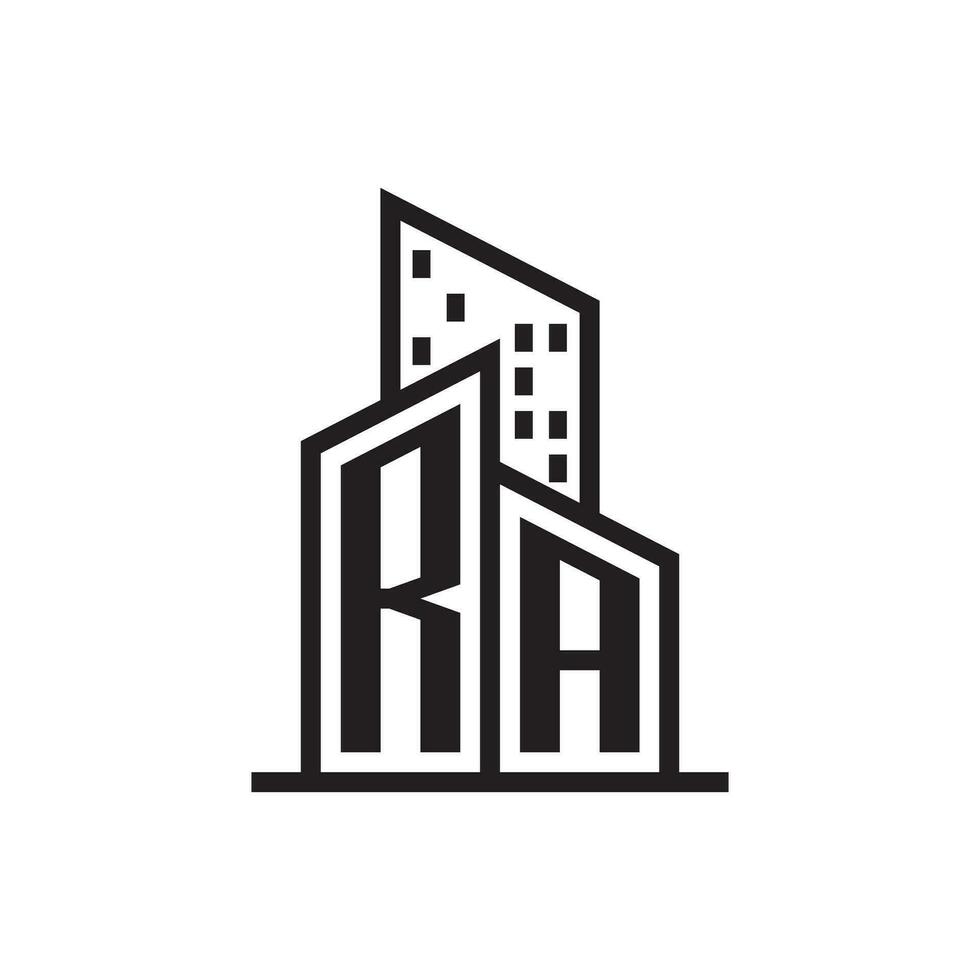 RA real estate logo with building style , real estate Logo Stock Vector
