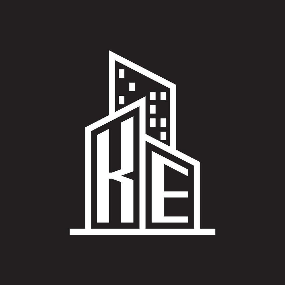 KE real estate logo with building style , real estate Logo Stock Vector