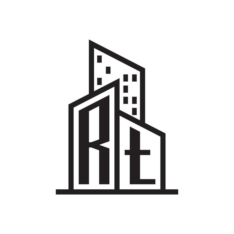 RT real estate logo with building style , real estate Logo Stock Vector