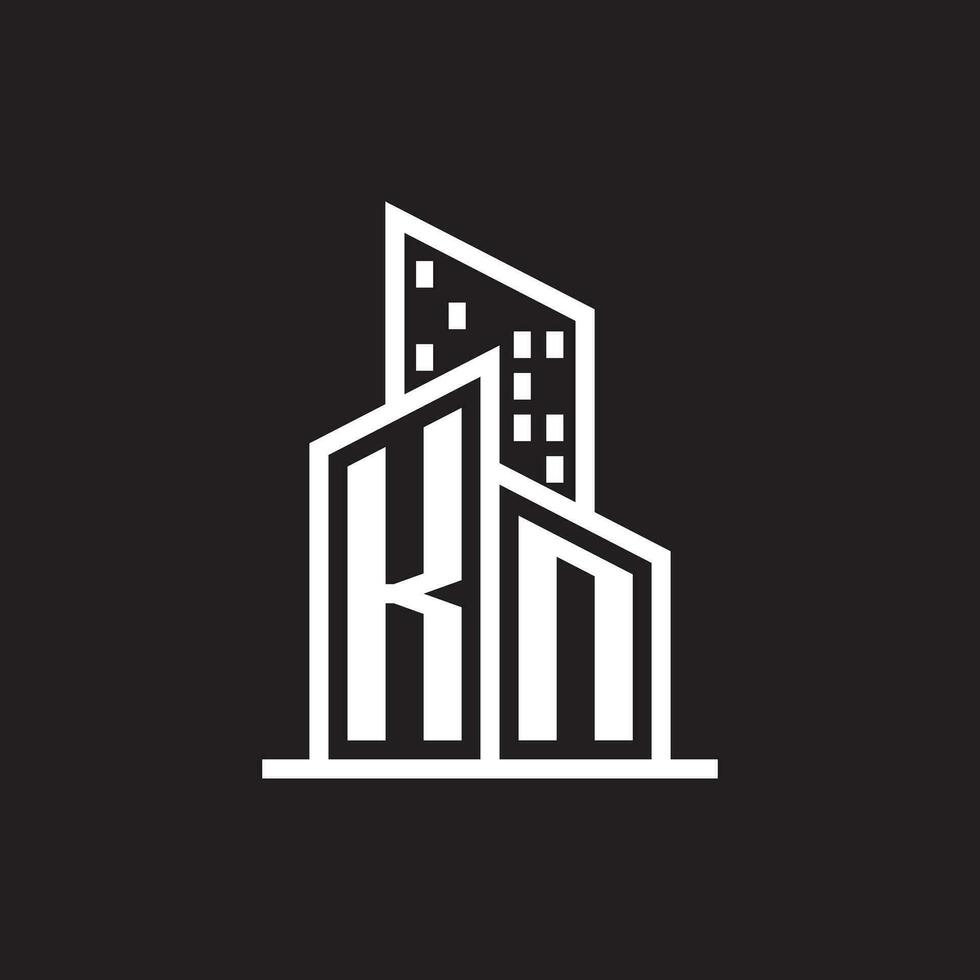 KN real estate logo with building style , real estate Logo Stock Vector
