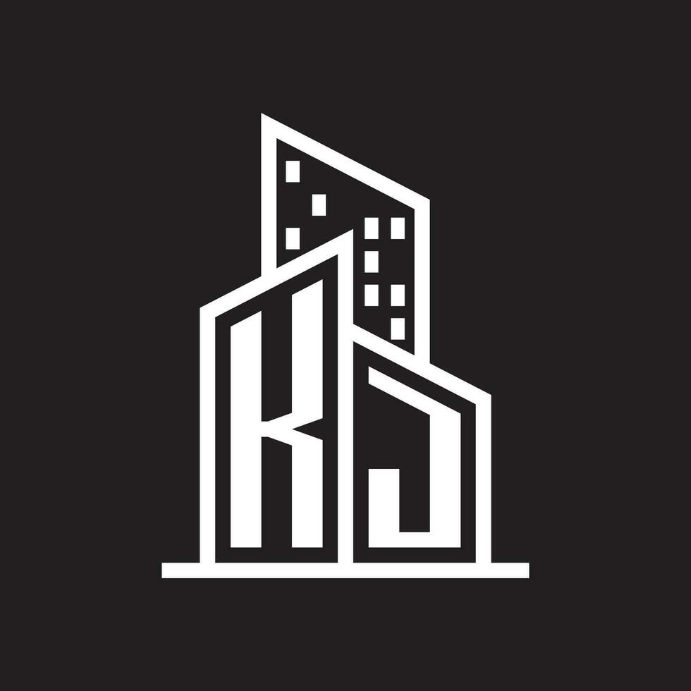 kt real inmuebles logo con edificio estilo , real inmuebles logo valores vector