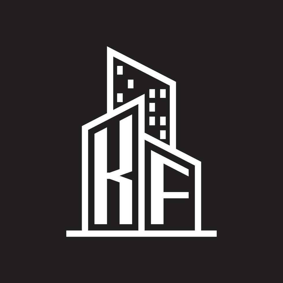 kf real inmuebles logo con edificio estilo , real inmuebles logo valores vector