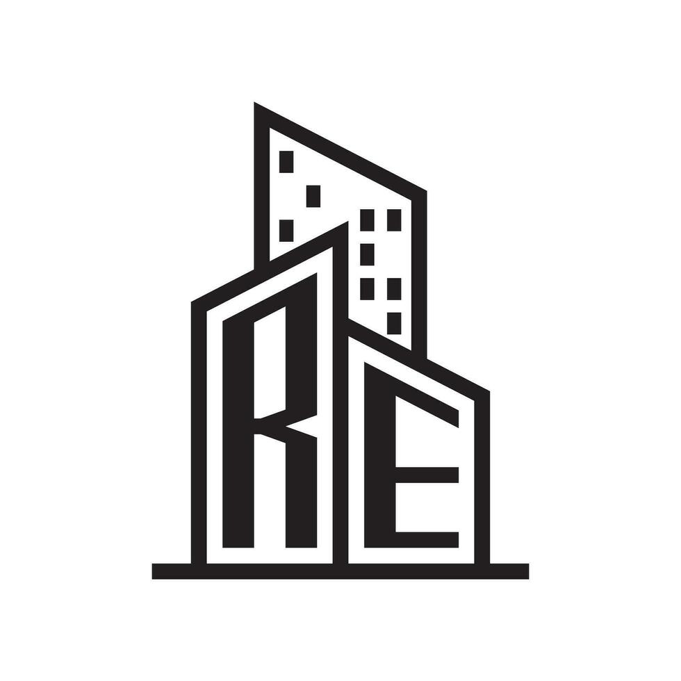 RE real estate logo with building style , real estate Logo Stock Vector