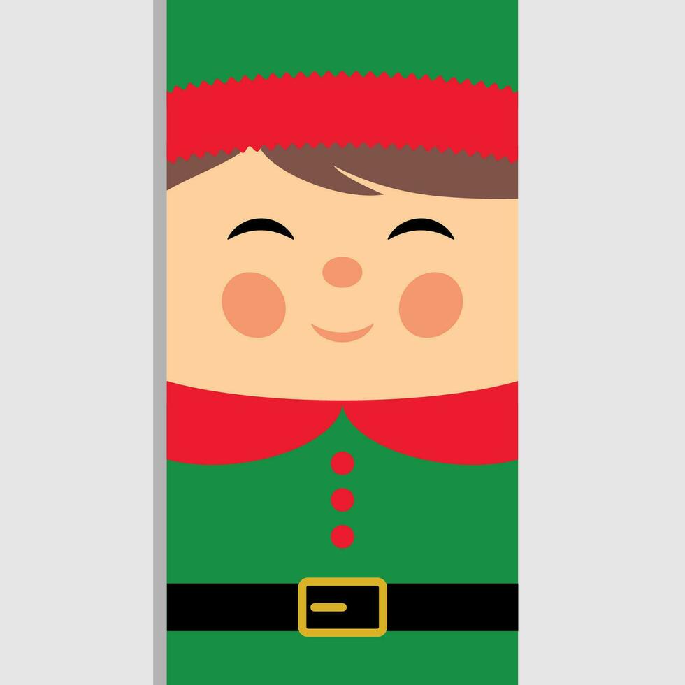 Snowman, Christmas elf, and Santa Claus in a flat design. Vector illustration, Christmas character greeting template design for label, tag, bookmark, card, and print.