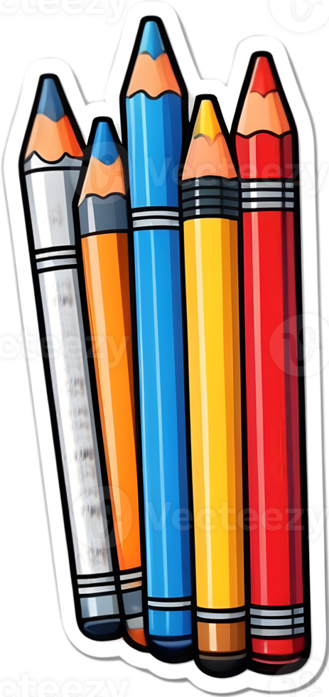 color pencils sticker, png, transparent background ai generative png