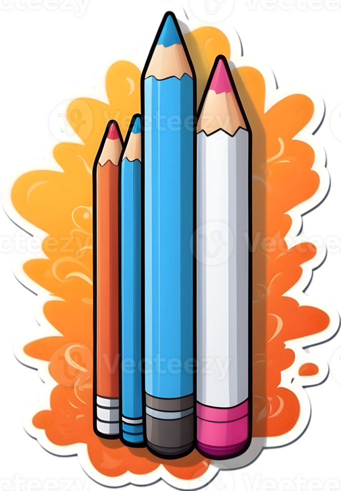 color pencils sticker, png, transparent background ai generative png