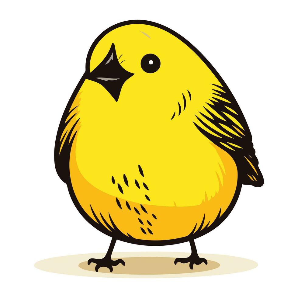 vector ilustración de un linda pequeño amarillo pájaro aislado en blanco antecedentes.